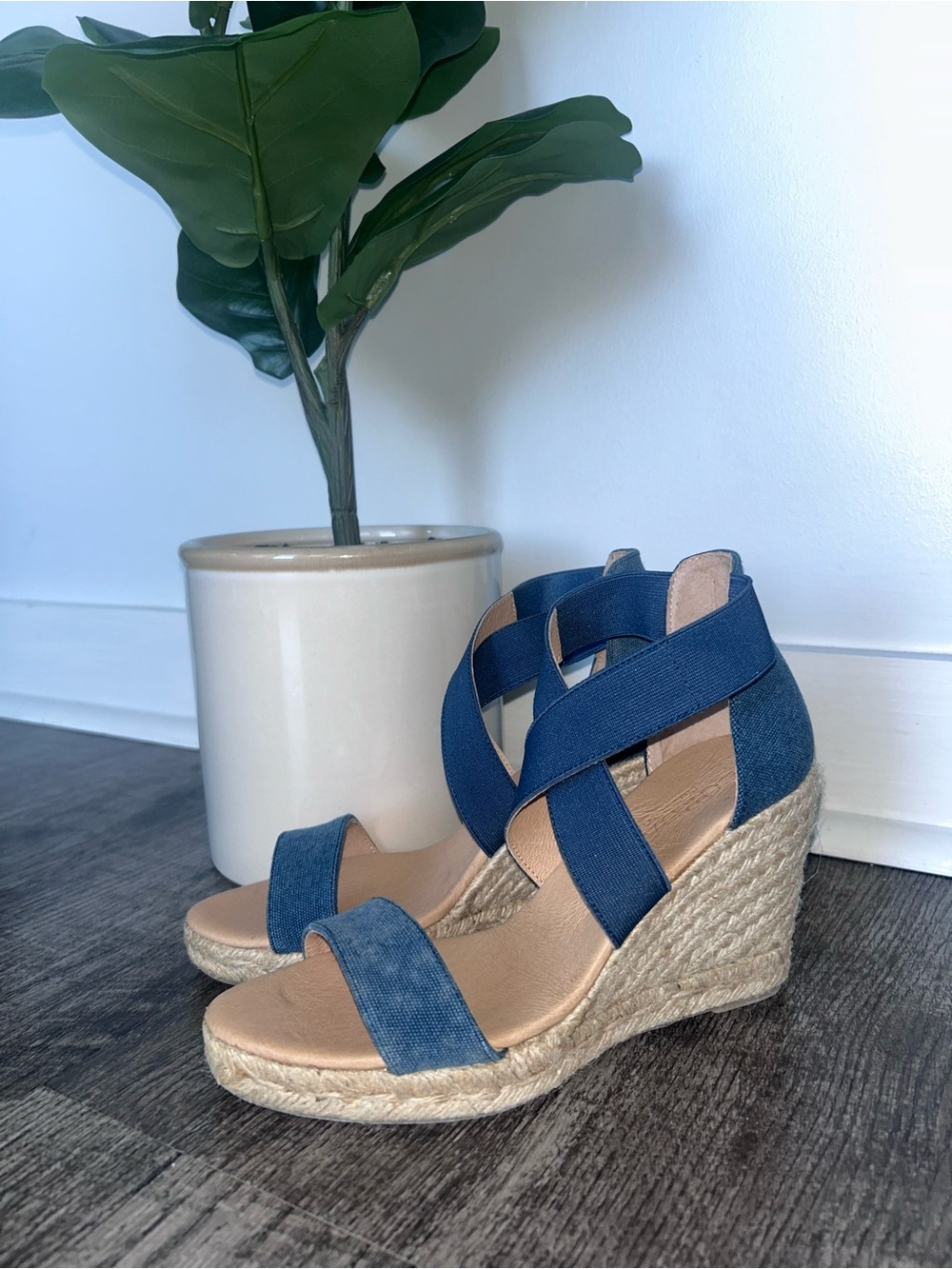 Cordani Enright Denim Espadrille Wedge Sandals EU 36 / US Women’s 6 New